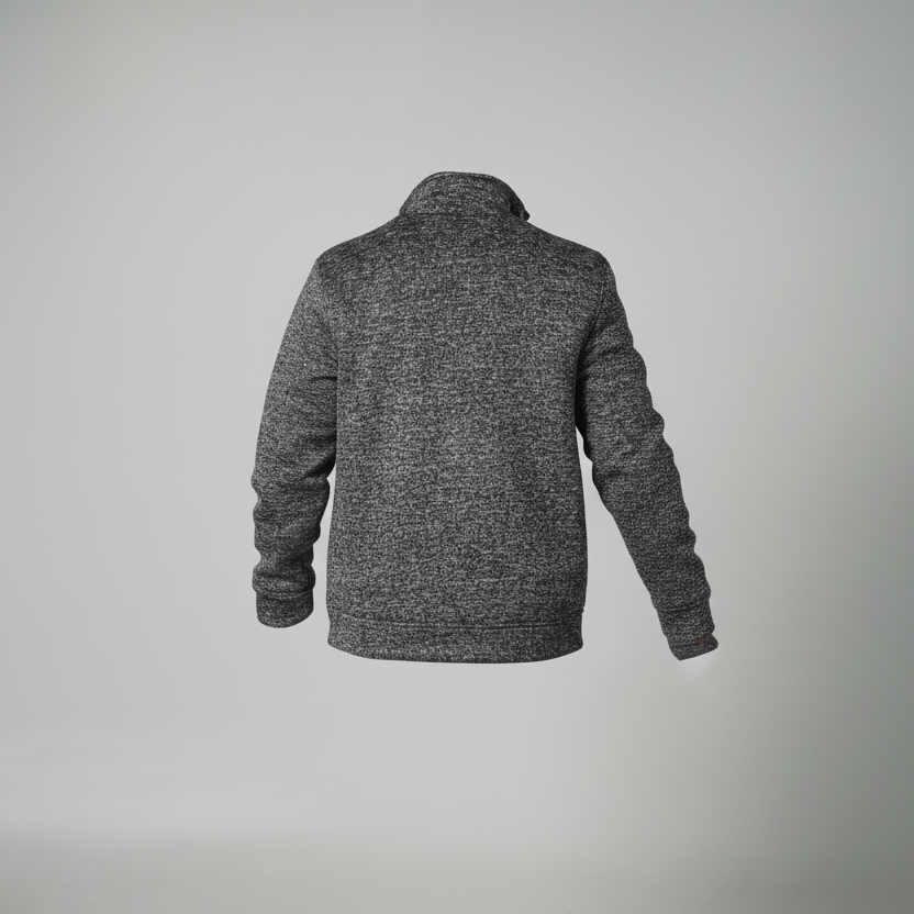 Black Melange Zipper Jacket