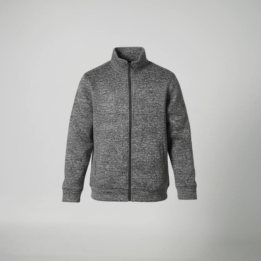 Black Melange Zipper Jacket