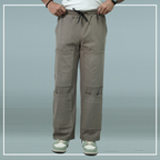 Premium Knit Denim Earth Toned Grey Pockets Trouser